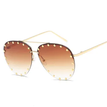 2020 Ženske Rimless sončna Očala Luksuzne blagovne Znamke Oblikovalec Kovinski Okvir Gradient Velike Barvne sončna Očala Senca Za Ženske UV400
