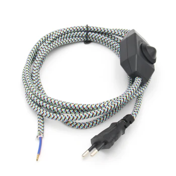 220V AC Evropi Priključite Napajalni Kabel Z Zatemnilno Stikalo Tekstilni Kabel Pleteni Električne napajalne Kable