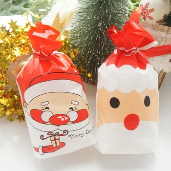 23.5*14.5 cm 50pcs Rdeče Božič Santa Claus Elk Snežaka Design Vrečko Božično zabavo, Darilo, Embalaža iz Plastike, Vrečke s Trakom