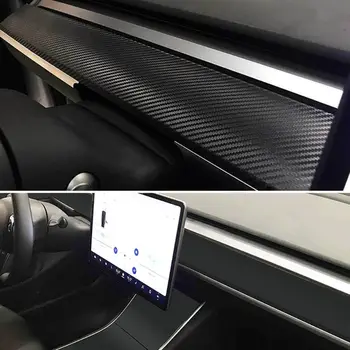 2Pcs Avto armaturne plošče Nalepke Mat Ogljikovih Vlaken Črno Za Tesla Model 3 Strgalo Oprema Avto Dodatki