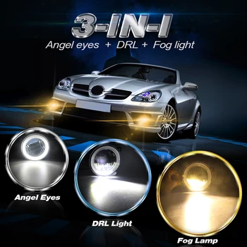 3-V-1 Funkcija Avto LED Luči za Meglo Dnevnih Luči Angel Eye Projektor Meglo Žarnica H11 Vtičnico Za Jaguar XJ XK X-Type S-Tip