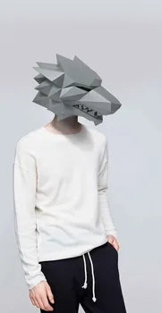 3D Papir Masko Moda Volkodlak Živali Kostum Cosplay DIY Papir Obrti Model Masko Božično noč Čarovnic Prom Stranka Darilo
