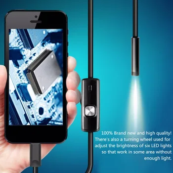 5.5 mm 7mm Objektiv 1m 2m 5m kabel USB Android Endoskop Fotoaparat Pregledovalna Kamera Borescope 6 Led luči PC USB-Endoskop Fotoaparat