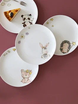 8 inch keramične plošče kosti kitajske zrezek sladice ploščo, ustvarjalno, srčkan živali panda zajec medveda ježa na glazirana jed domačo uporabo