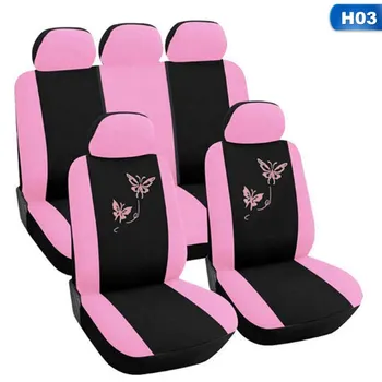 9/4 kos/set avto sedeža kritje univerzalni avto sedežne blazine notranje opreme vijolično roza univerzalni pokrov vezenje slog