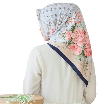 90*90 cm Elegantna Dama Tiskanja Kvadratni Šal Muslimanski Ženski Šal Instant Hidžab Islamska Oblačila Arabski Pokrivala Headscarf Molitev Turban