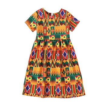 Afriške Jeseni Dekleta Obleko Otroci Dashiki Tradicionalnega Bombaža Dolgo Rokav Obleke Ujemanje Afriki Printes Dekleta Naravnih Obleko