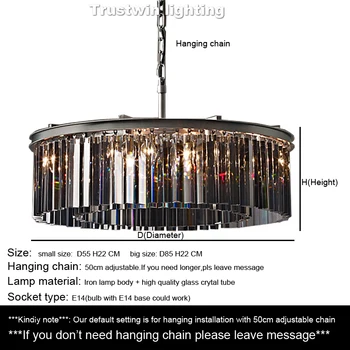 Ameriški RH steklo, kristal cev stropa visi obesek lučka lučka LED okrogla okrogla, ki živijo sedel dinning retro stropna svetilka