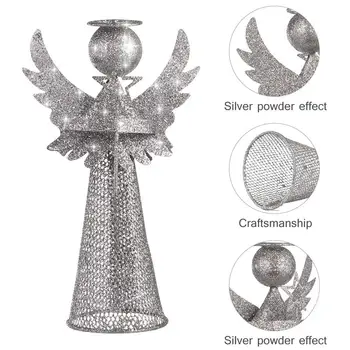 Amosfun Božično Drevo Pokrivalo Angel Krošnja Dekoracijo Angel Slika Za Praznični Okras Doma (Srebrni)
