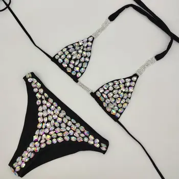Anibol Nosorogovo Bikini 2020 Najnovejši Kristalno Trikotnik Bikini Komplet Ženske Kopalke Visoke Kakovosti Diamond Ročno zašiti Kopalke