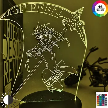Anime Dušo Jedec Maka Albarn Slika Otroci Led Nočna Lučka za Dekoracijo Doma Dekleta Soba Postelji Desk 3D Lučka Darilo Barva Spreminja,