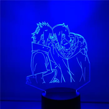 Anime Naruto Figur Brat Uchiha Itachi in Uchiha Sasuke 3D Noč Svetlobe LED Namizni Dekor Luč za Bedsid Doma Nightlamp