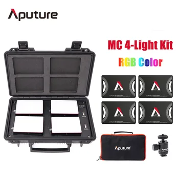 Aputure AL MC 4 Svetlobe Potovalni Komplet RGB Film Svetlobe HSI CC TFull Barve 3200K-6500K LED Luči s Prenosno brezžično polnjenje box