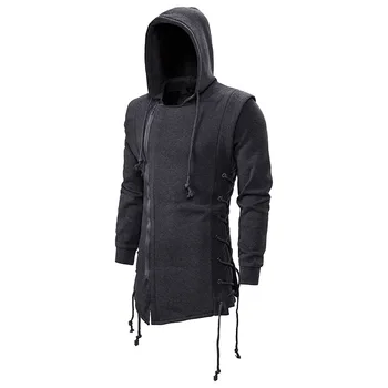 Assassin ' s Creed Pulover, Jakno Black Privezan Kapuco Ohlapen pulover s kapuco z Navzkrižno Kravato Temno Siva Črna Edward Creed Priložnostne Hoodie