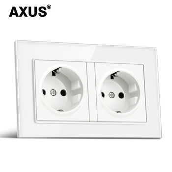 AXUS EU standardno omrežno vtičnico, multi-kos kristalno steklo plošče, spalnica vtičnico, AC 110-250V 16A 146*86mm priključite ozemljitev