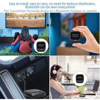 Bluetooth 5.0 Avdio Oddajnik Sprejemnik OLED Zaslon Aptx LL 3.5 mm AUX Priključek RCA Brezžični Adapter Za TV Car PC Video izhod za Slušalke