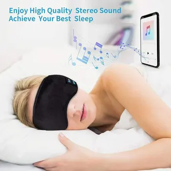 Bluetooth 5.0 Brezžične Stereo Slušalke 3D Masko Spanja Glavo Spanja Mehke Slušalke Spalna Oči Masko Glasbo, Slušalke izhod za Slušalke