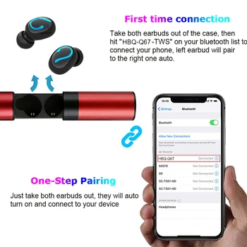 Bluetooth 5.0 Slušalke Športne Slušalke z 1500mAh Moči Banke Auriculares Bluetooth Inalambrico Mini V Uho Čepkov za iPhone