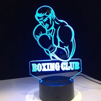 Boks Človek 3D Vizualni Modeliranje LED Nočna Lučka Za Boks Klub Navdušenec, se Dotaknite Gumba USB namizne Svetilke Doma Dekor Spalna Svetlobe