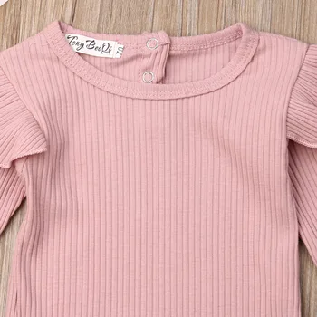 Boutique Jesenski Oblačila 2019 Newborn Baby Girl Obleke Dolg Rokav Vrhovi Bodysuit+Hlače 2pcs Obleko Set