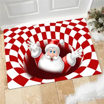 Božič 3D Stereo Vid Iluzijo Preproga Preproga Anti-Slip Talna Ploščica Postelji Območje Odeje Doma Božični Dekor Za dnevno Sobo