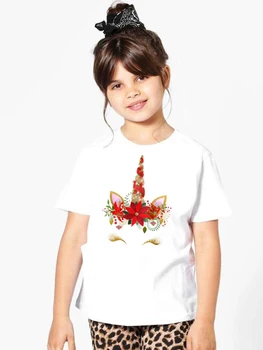 Božič Samorog Vzorec Tiskanja Smešno Otroci T Shirt Kratek Rokav Srčkan Malčka Dekleta T-shirt Moda Otroci Priložnostne Majice, Vrhovi