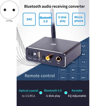 Brezžična tehnologija Bluetooth 5.0 Sprejemnik o z DAC Pretvornik Predvajalnik Mikrofon Optični Koaksialni na RCA Aux Glasbe Adapter