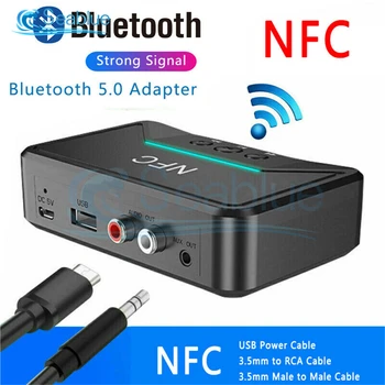 Brezžična tehnologija Bluetooth 5.0 Sprejemnik Smart NFC A2DP RCA AUX 3.5 MM Jack Adapter Suppotr USB Predvajanje Za AVTO Dom Zvočnik izhod za Slušalke