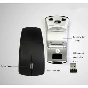 Brezžično Miško 2,4 GHz Mini Sprejemnik 1600DPI 10M brezžično Miško Zložljiva Brezžična miška Za Prenosni računalnik Miši souris sans fil