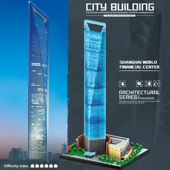 Center mesta Mini Znane Arhitekture Shanghai Finančne Opeke Diy Diamond gradniki Izobraževalne Igrače za Otroke Darila