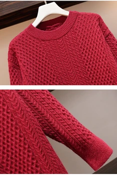 Cyanlee plus velikost ženske rdeč pleten pulover ženske obleke jesen zima debel toplo dolg rokav pletenje ruffles sirena obleko 2020