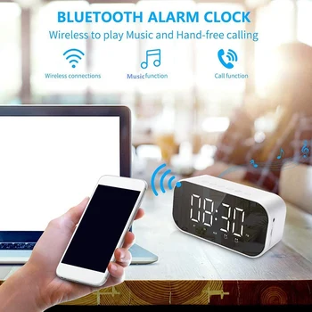 Digitalna Budilka z Bluetooth Zvočniki, Radio Budilka Dvojno Bujenje ob Postelji Ura z Dremež, FM Radio ( Bela)