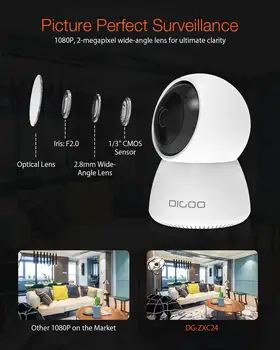 DIGOO GD-ZXC24 1080P Smart IP Kamero Varnostne Kamere WiFi Brezžični CCTV Kamere PTZ Nadzor Night Vision Baby Monitor