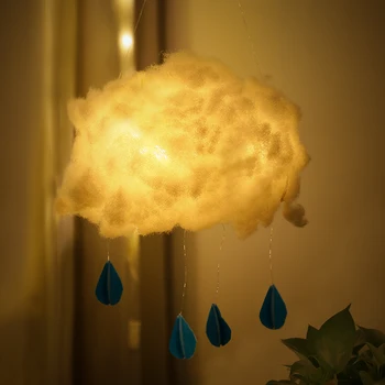 DIY Ročno Srčkan Bombaž Oblak Oblike Svetilke Ustvarjalne Steni Visi LED Nočne Luči za Spalnica Dekoracijo
