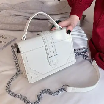 Elegantni Ženski Square Tote vrečko 2020 Moda New Visoke Kakovosti PU Usnja Ženske Oblikovalec Torbici Verige Ramenski Messenger Bag