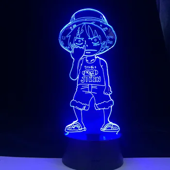 En Kos Monkey D. Luffy Slika podatkovnega kabla Usb je Baterija Napaja za Otroke Spalnica Dekoracijo 3D Noč Svetlobe Led Nočna Dropshipping