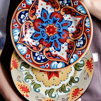 Evropski slog underglaze keramične posode bohemian gospodinjski večerja ploščo zahodni hrane ploščo sladico zrezek ploščati