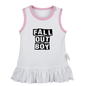 Fall Out Boy FOB Rock Zasedbe Black Veil Neveste Posadke BVB Newborn Baby Dekleta Obleke Malčka brez Rokavov Obleka za Malčke Bombaž Oblačila