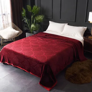 Flanela reliefni odejo listov trdna kožuh odejo, modra, mehka, topla vrgel za office kavč eno zakonsko posteljo kritje 150*200 cm vijolična