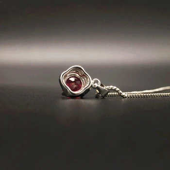 HuiSept Elegantno Srebrno 925 Ogrlica z 7mm Krog Ruby dragih kamnov Nakit Obesek za Ženske svate Okraski Wholesales