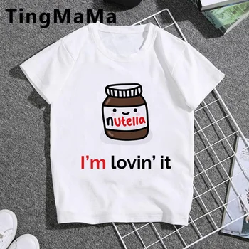 Kawaii Nutella Majica s kratkimi rokavi Otroci Smešno Poletnih Vrh Risanka T-shirt Plus Velikost korejskem Slogu Unisex Grafični Moda Srčkan Otrok Oblačila