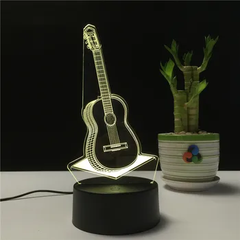 Kitara 3d Desk LampChristmas darilo 3D noč luč Deco Enfant Chambre namizne Svetilke, Za dnevno Sobo, Moderno namizne Svetilke