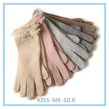 KMS Kašmir majhne tassel na zaslonu na dotik rokavice zimske rokavice pletene toplo 18*24 CM/30 G
