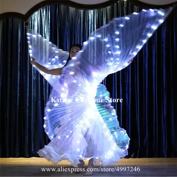 KS41 Klub modni brvi fazi kažejo nosi led kostume krili metulja led svetlobna plašč pisane luči bellydance nosi plašč rave dj