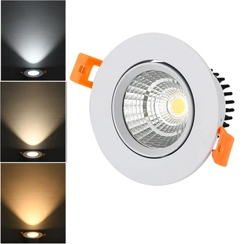 LED COB Pozornosti Stropne svetilke AC85-265V 3W 5W 7W 10W 12W 15W White Silver Aluminijaste vgradne svetilke krog led panel svetlobe