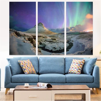 Lepota Plakat, Nebo, Zvezde, Aurora Borealis, Severni Sij Platno Slikarstvo Abisko Stenske Slike za Dnevna Soba Triple 3 Plošče