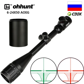 Lov ohhunt 6-24x50 AOEG Rangefinder Reticle Puška Področje z Dežnik Taktično Optični Znamenitosti Streljanje Riflescope