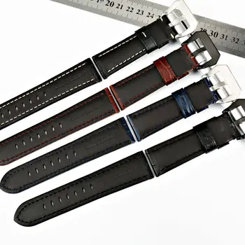 MAIKES 22 mm 24 mm 26 mm Novo obliko watch band črna rjava modra tele pravega usnja watch trak watch pribor watchband