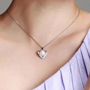 [MeiBaPJ]Modni razred AAAA sladkovodnih biser nakit za ženske v obliki srca obesek ogrlica bela s925 sterling srebrni nakit