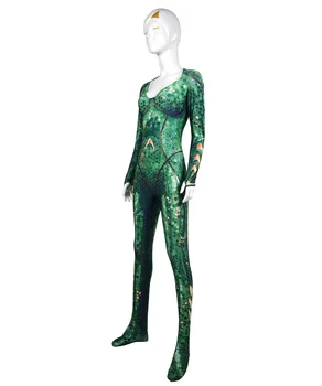 Mera Kostum Aquaman Film Mera Cosplay Bodysuit 3D Imprimer Kože Spandex Zentai kostum Halloween obleko